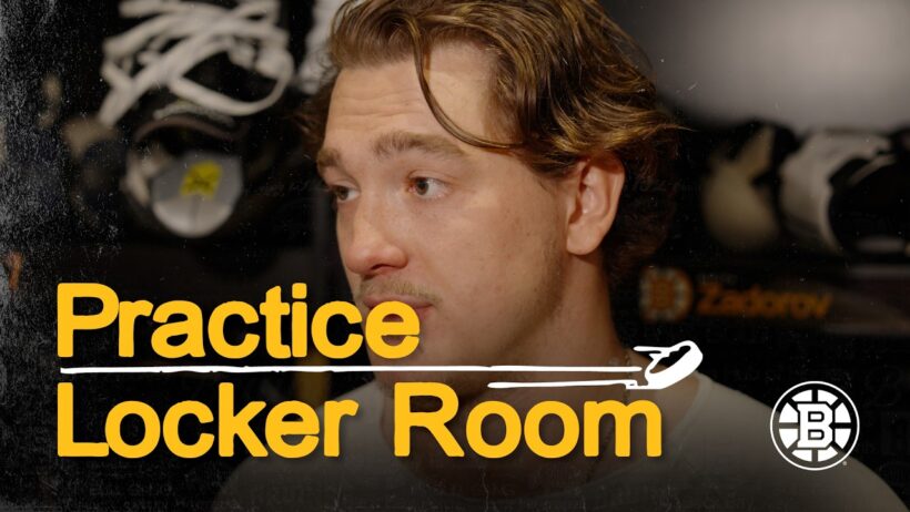 Nikita Zadorov and Jeremy Swayman talk on Friday at Warrior Ice Arena