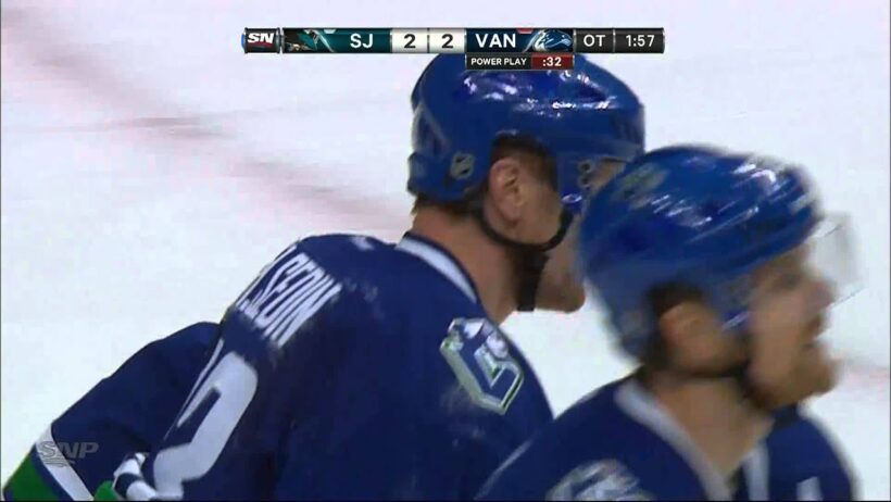 Henrik Sedin Hit By Edler Slap Shot 03/05/13 [HD]