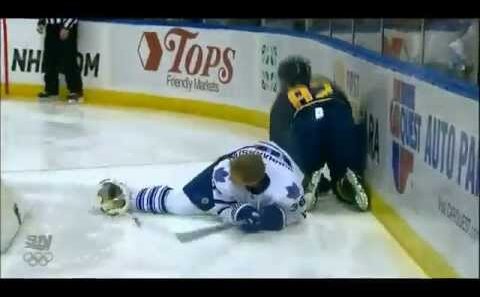 Marcus Foligno Hammers Carl Gunnarsson (April 3, 2012)