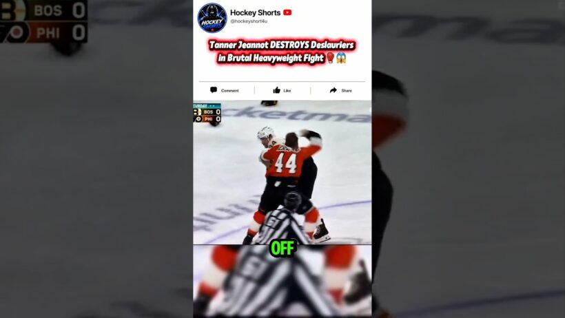 Tanner Jeannot DESTROYS Deslauriers in Brutal Heavyweight Fight 🥊😱 #Shorts #Hockeyfight #Nhl #Hockey