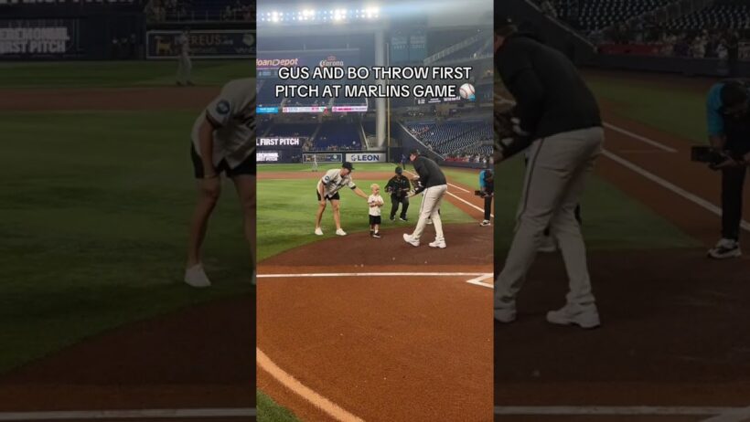 Gus and his son throw out first pitch! #nhl #mlb