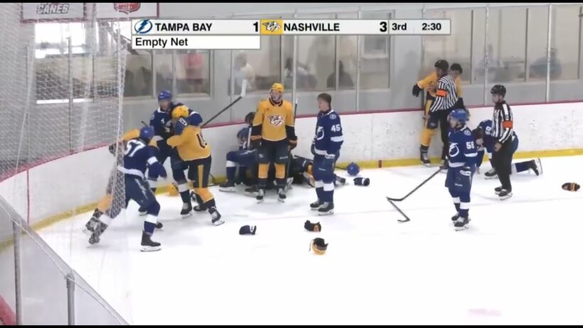 Nashville Predators Tampa Bay Lightning Prospect Line Brawl 9-14-26