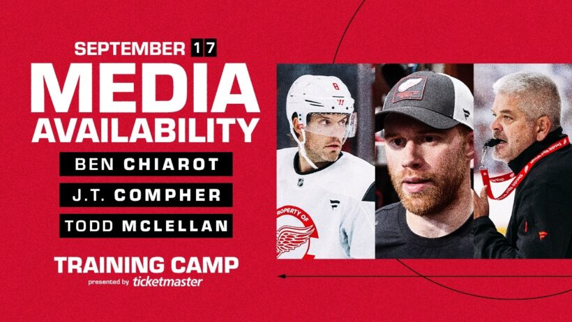 Ben Chiarot, JT Compher, Todd McLellan Media Availability | Detroit Red Wings Training Camp