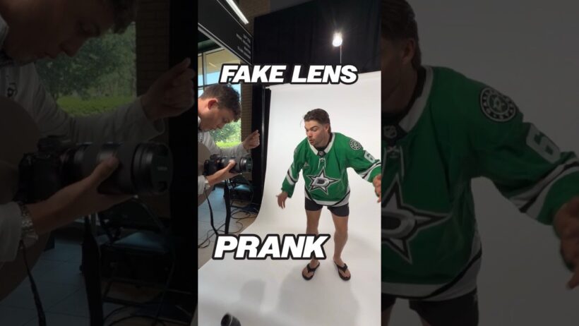 We pranked the players with a fake camera lens during media day 😂 #nhl #prank #dallasstars