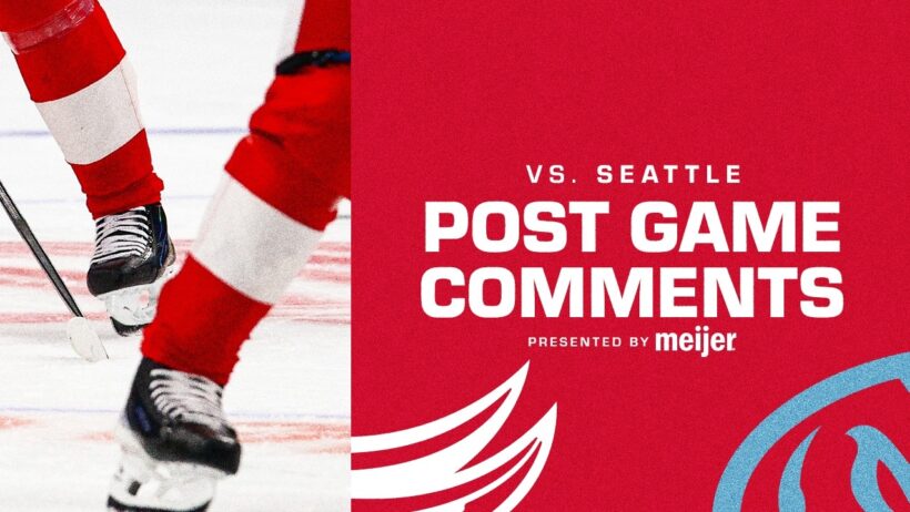 Alex DeBrincat, William Wallinder, Michael Brandsegg-Nygard, Todd McLellan Post Game vs. SEA