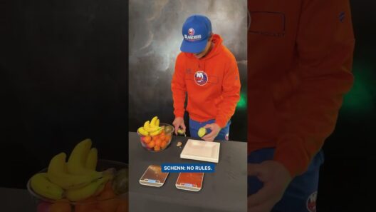 New York Islanders Try to Cut Fruit in Half Exactly